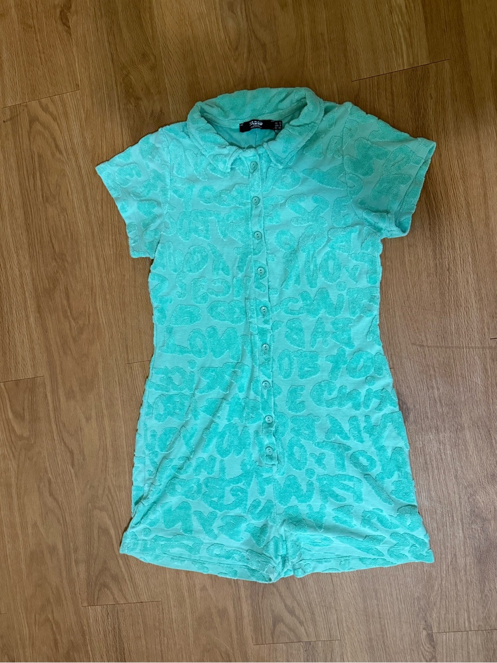 Jaded London Mint Green Short Sleeve Button Romper
